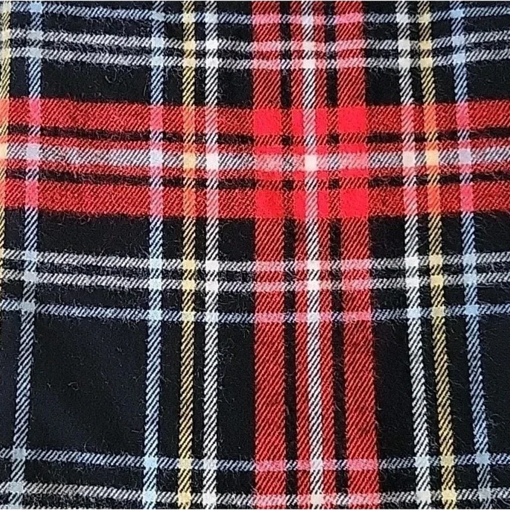 Troy Robe Vintage Wool Stadium Throw Blanket 60x52 Red Tartan Plaid Fringed Warm